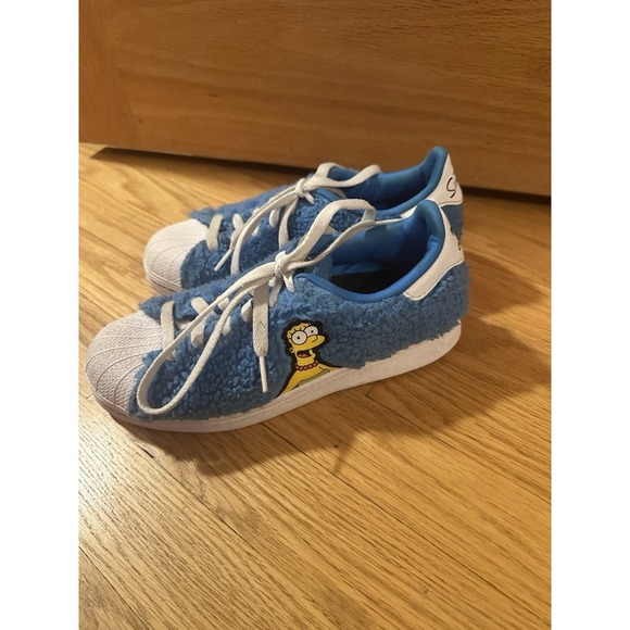 Adidas x The Simpsons Superstar Marge Blue Hair Fuzzy Sneakers Men Youth 5 - Picture 3 of 8